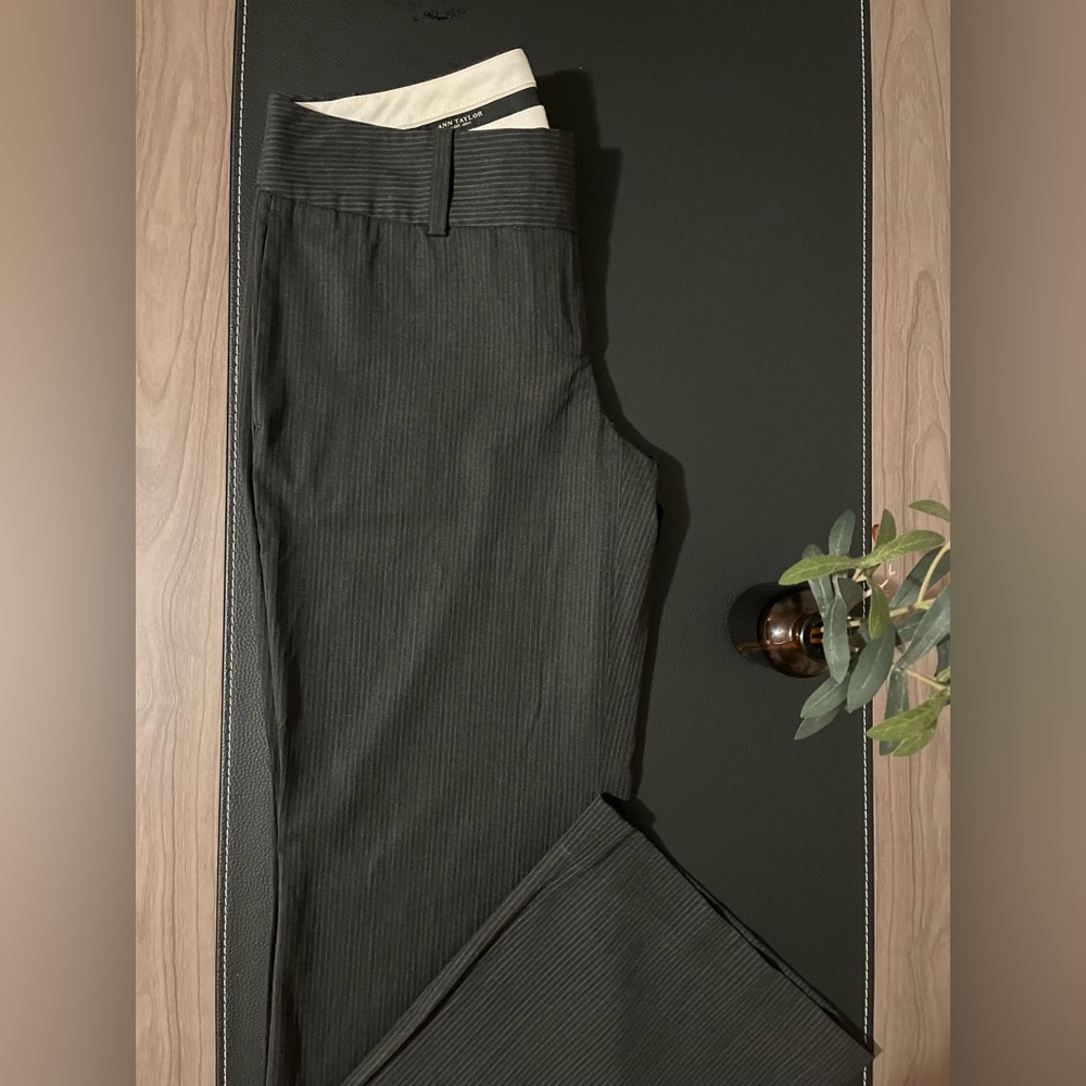 Ann Taylor Charcoal Pinstripe Flare Pants